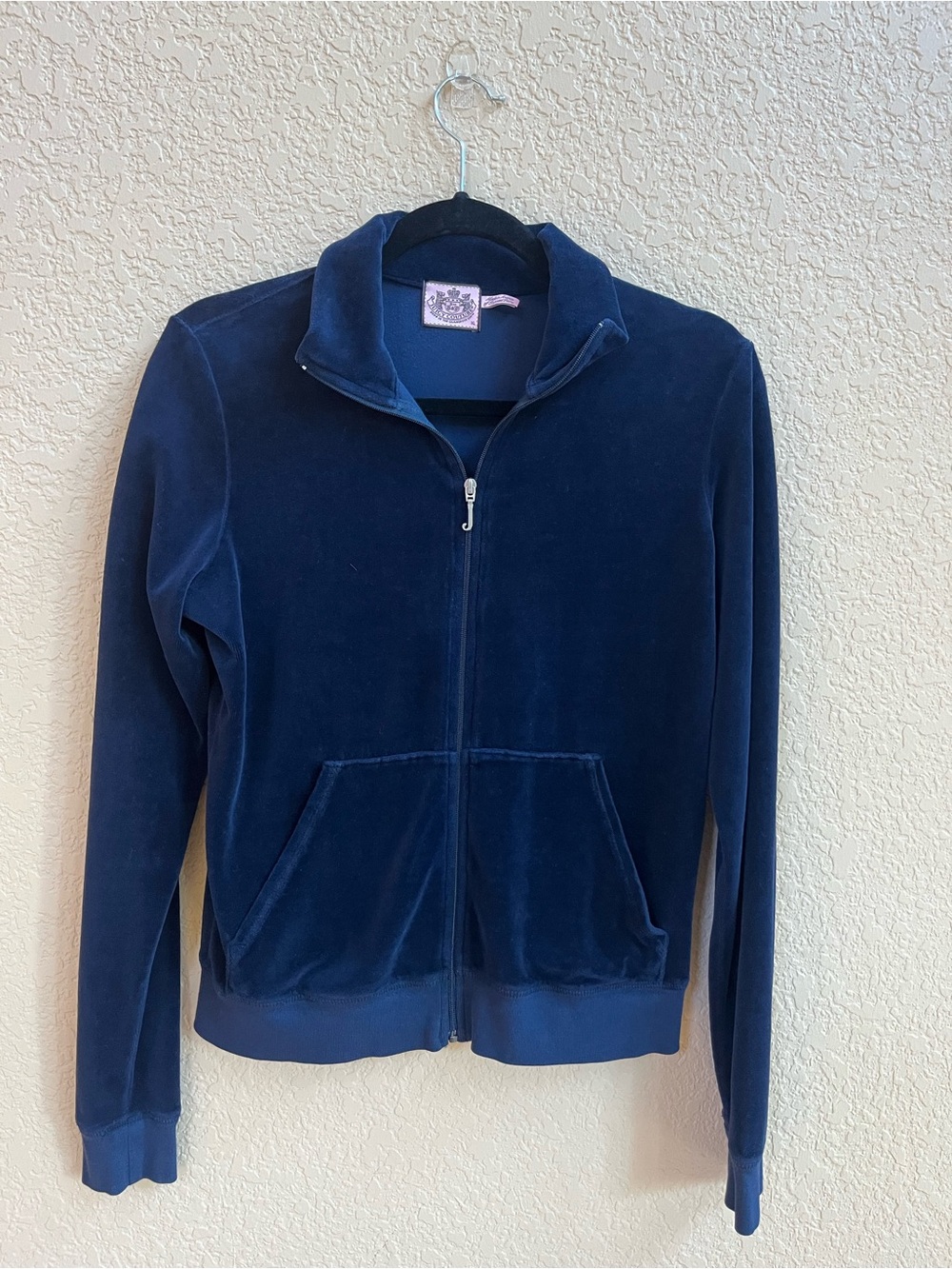 Juicy Couture Navy Velour Zip-Up Track Jacket
